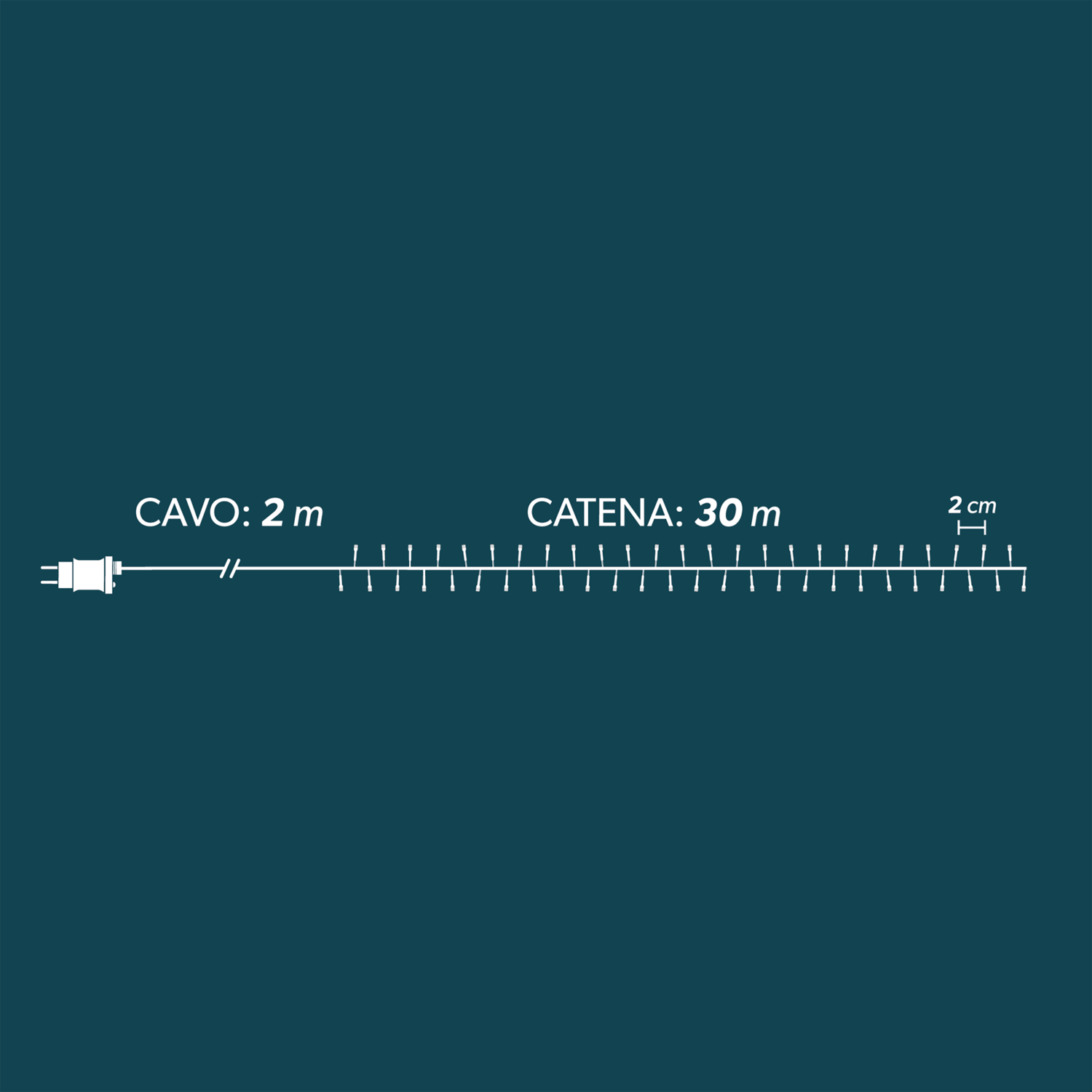 DICTROLUX - Catena Luminosa 1500 Led Bianco Caldo - 30 metri